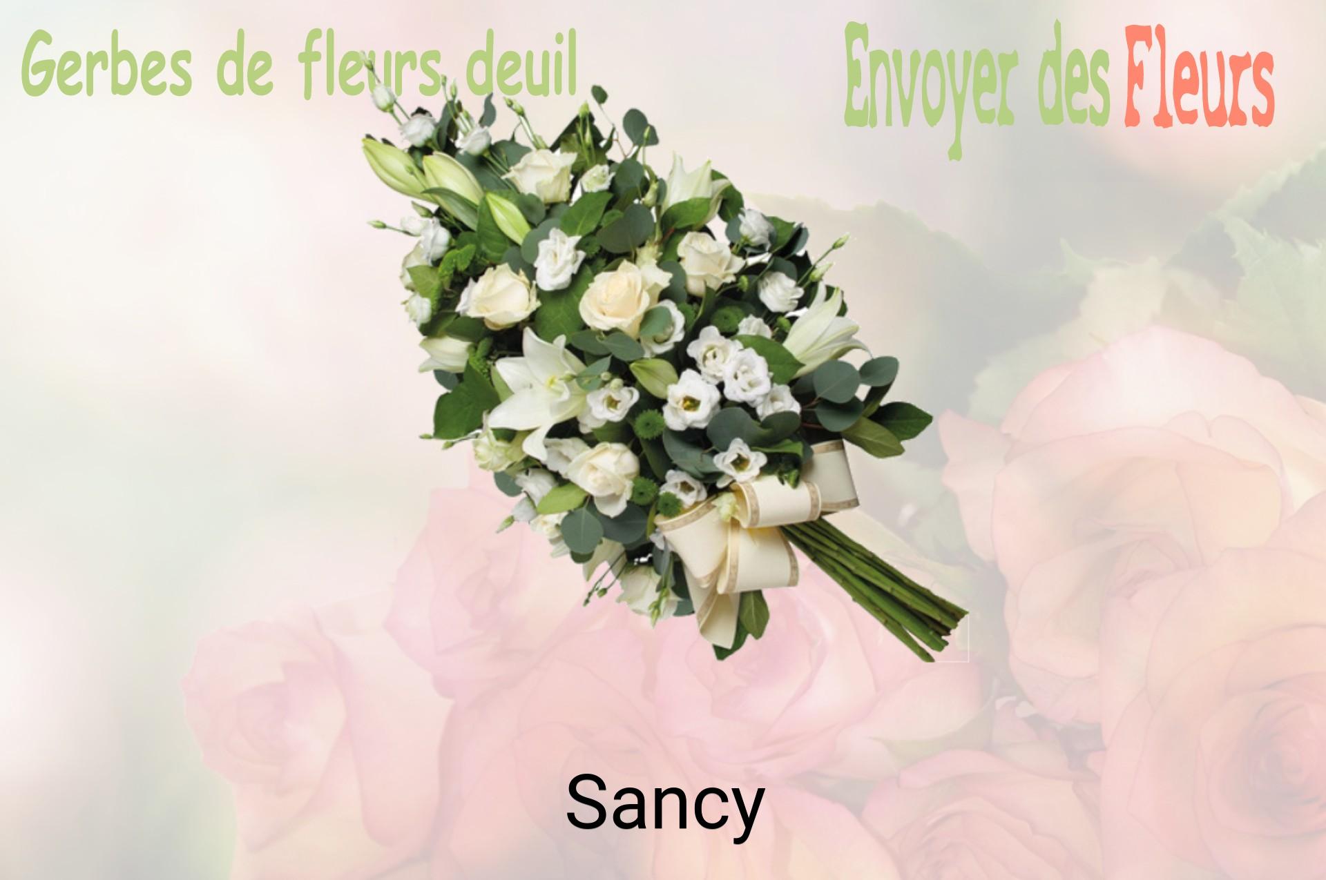 Gerbe de fleurs de deuil livrée à Sancy